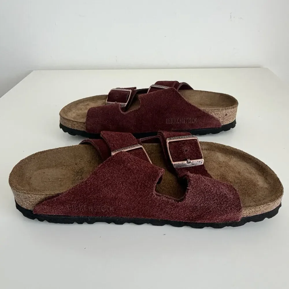 Birkenstock Arizona Womens 6 Suede Leather Burgundy Zinfandel Soft Footbed EU 37